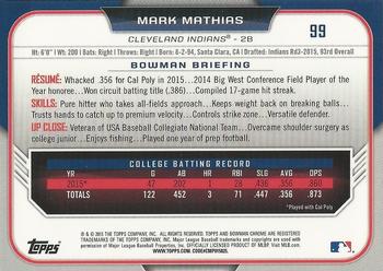 2015 Bowman Draft - Chrome #99 Mark Mathias Back