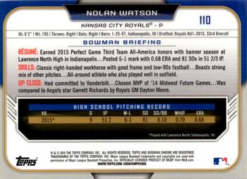 2015 Bowman Draft - Chrome #110 Nolan Watson Back