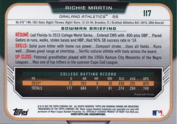 2015 Bowman Draft - Chrome #117 Richie Martin Back