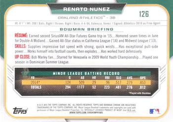 2015 Bowman Draft - Chrome #126 Renato Nunez Back