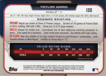 2015 Bowman Draft - Chrome #130 Taylor Ward Back
