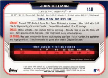 2015 Bowman Draft - Chrome #140 Juan Hillman Back