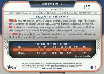 2015 Bowman Draft - Chrome #147 Matt Hall Back