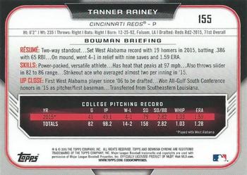 2015 Bowman Draft - Chrome #155 Tanner Rainey Back