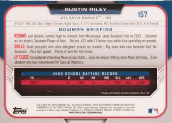 2015 Bowman Draft - Chrome #157 Austin Riley Back