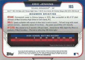 2015 Bowman Draft - Chrome #165 Eric Jenkins Back