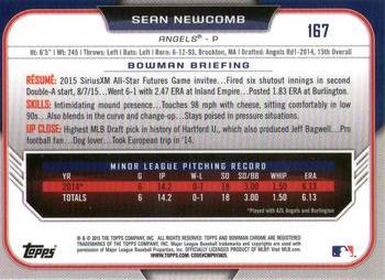 2015 Bowman Draft - Chrome #167 Sean Newcomb Back