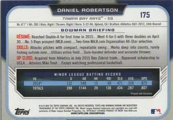 2015 Bowman Draft - Chrome #175 Daniel Robertson Back