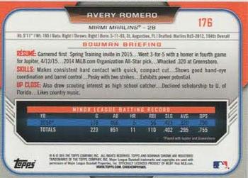 2015 Bowman Draft - Chrome #176 Avery Romero Back