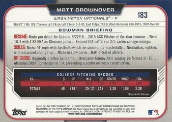 2015 Bowman Draft - Chrome #183 Matt Crownover Back