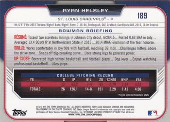 2015 Bowman Draft - Chrome #189 Ryan Helsley Back
