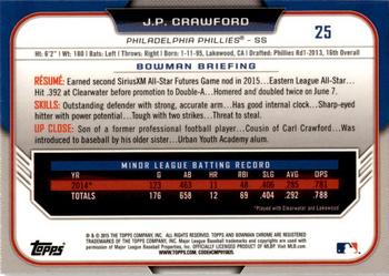 2015 Bowman Draft - Chrome Refractors #25 J.P. Crawford Back