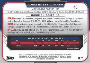 2015 Bowman Draft - Chrome Refractors #48 Adam Brett Walker Back