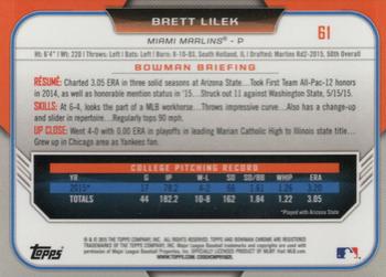 2015 Bowman Draft - Chrome Refractors #61 Brett Lilek Back