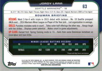 2015 Bowman Draft - Chrome Refractors #63 Jordy Lara Back