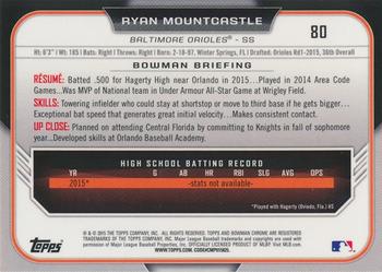 2015 Bowman Draft - Chrome Refractors #80 Ryan Mountcastle Back