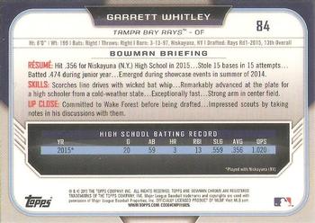 2015 Bowman Draft - Chrome Refractors #84 Garrett Whitley Back