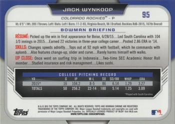 2015 Bowman Draft - Chrome Refractors #95 Jack Wynkoop Back