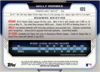 2015 Bowman Draft - Chrome Refractors #105 Willy Adames Back