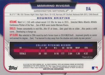 2015 Bowman Draft - Chrome Refractors #114 Mariano Rivera Back