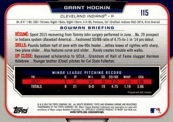 2015 Bowman Draft - Chrome Refractors #115 Grant Hockin Back