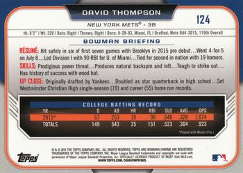 2015 Bowman Draft - Chrome Refractors #124 David Thompson Back