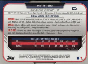 2015 Bowman Draft - Chrome Refractors #125 Ka'Ai Tom Back