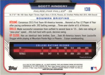 2015 Bowman Draft - Chrome Refractors #138 Scott Kingery Back