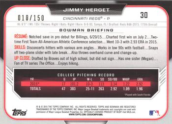 2015 Bowman Draft - Blue #30 Jimmy Herget Back