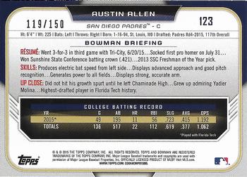 2015 Bowman Draft - Blue #123 Austin Allen Back