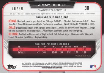 2015 Bowman Draft - Green #30 Jimmy Herget Back