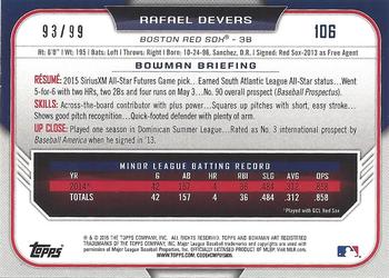 2015 Bowman Draft - Green #106 Rafael Devers Back