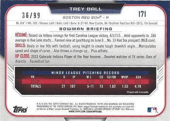 2015 Bowman Draft - Green #171 Trey Ball Back