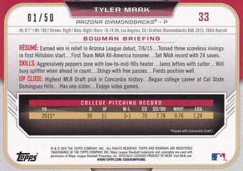 2015 Bowman Draft - Gold #33 Tyler Mark Back