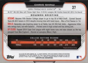 2015 Bowman Draft - Chrome Blue Sky Refractors #37 Chris Shaw Back