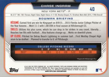 2015 Bowman Draft - Chrome Blue Sky Refractors #40 Chase Ingram Back