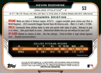 2015 Bowman Draft - Chrome Blue Sky Refractors #53 Kevin Duchene Back