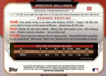 2015 Bowman Draft - Chrome Blue Sky Refractors #88 Breckin Williams Back