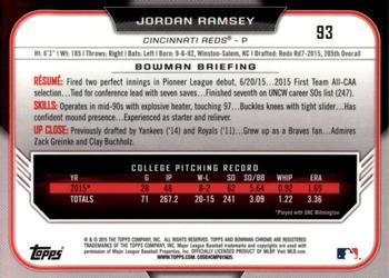 2015 Bowman Draft - Chrome Blue Sky Refractors #93 Jordan Ramsey Back