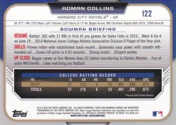 2015 Bowman Draft - Chrome Blue Sky Refractors #122 Roman Collins Back