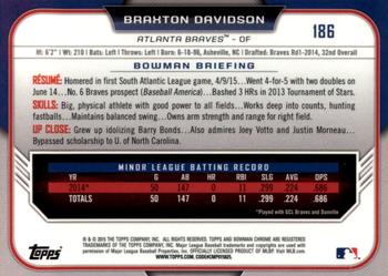 2015 Bowman Draft - Chrome Blue Sky Refractors #186 Braxton Davidson Back