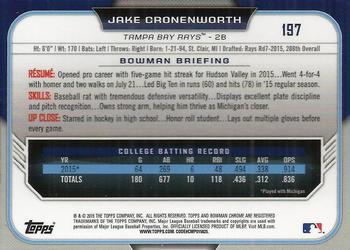 2015 Bowman Draft - Chrome Blue Sky Refractors #197 Jake Cronenworth Back