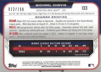 2015 Bowman Draft - Chrome Blue Refractors #133 Michael Chavis Back