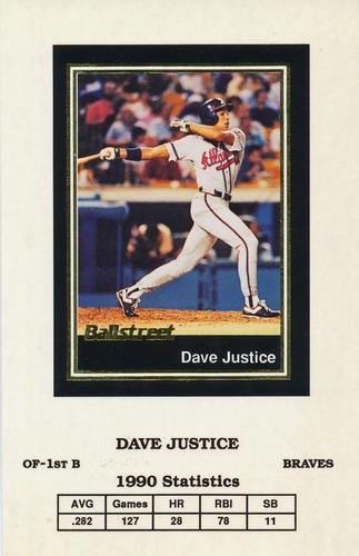 1991 Ballstreet - Oversized #16 Dave Justice Front
