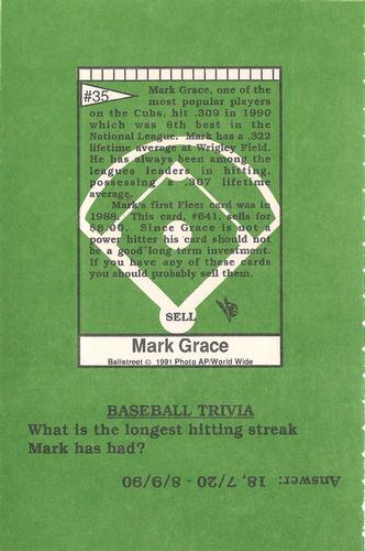 1991 Ballstreet - Oversized #35 Mark Grace Back