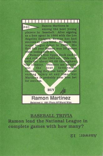 1991 Ballstreet - Oversized #40 Ramon Martinez Back