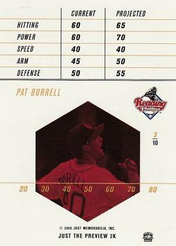 2000 Just - Tools Preview 2K #3 Pat Burrell  Back