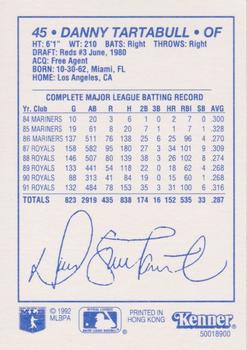 1992 Kenner Starting Lineup Cards Extended Series #50018900 Danny Tartabull Back