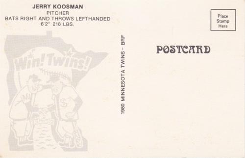 1980 Minnesota Twins Postcards #NNO Jerry Koosman Back