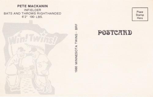 1980 Minnesota Twins Postcards #NNO Pete Mackanin Back